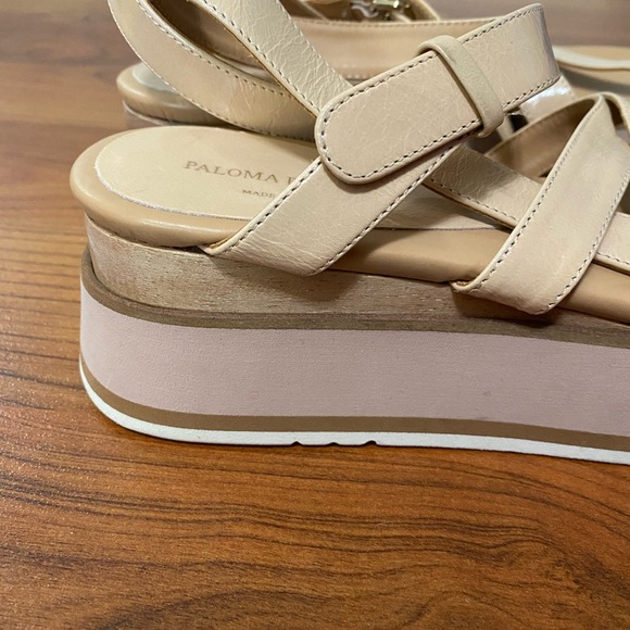 PALOMA BARCELO patent leather beige and tan flatform platform sandals size 39/9 - Picture 3 of 9